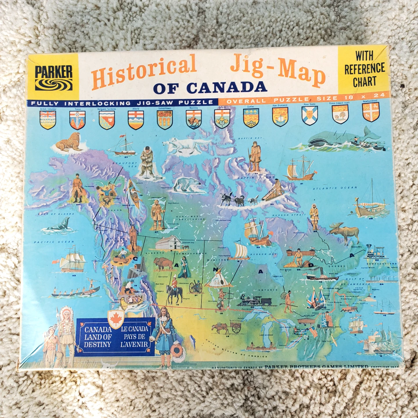 Parker Brothers Historical Jig-Map of Canada Jigsaw Puzzle