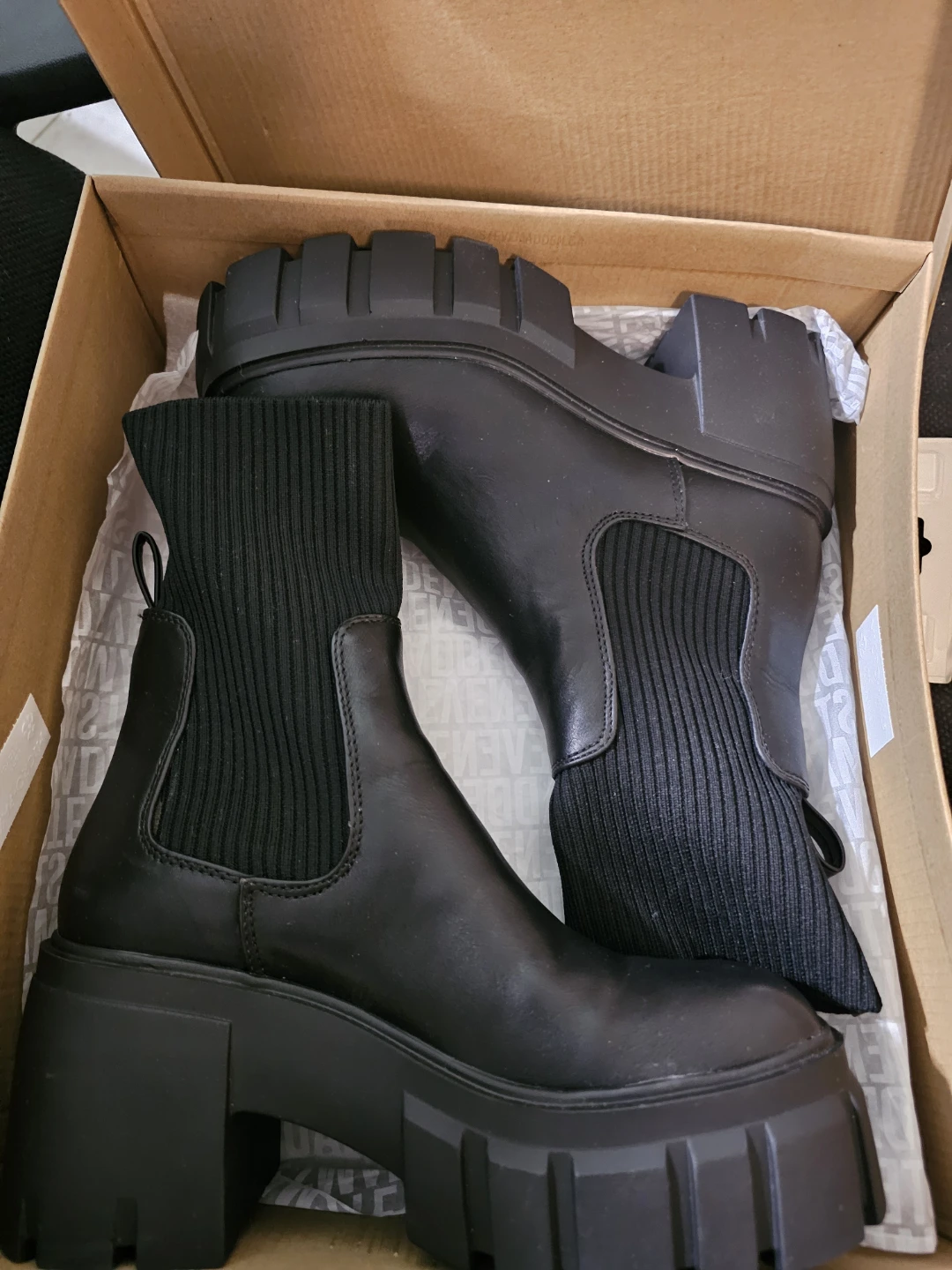 Steve Madden Black Chunky Platform Boots