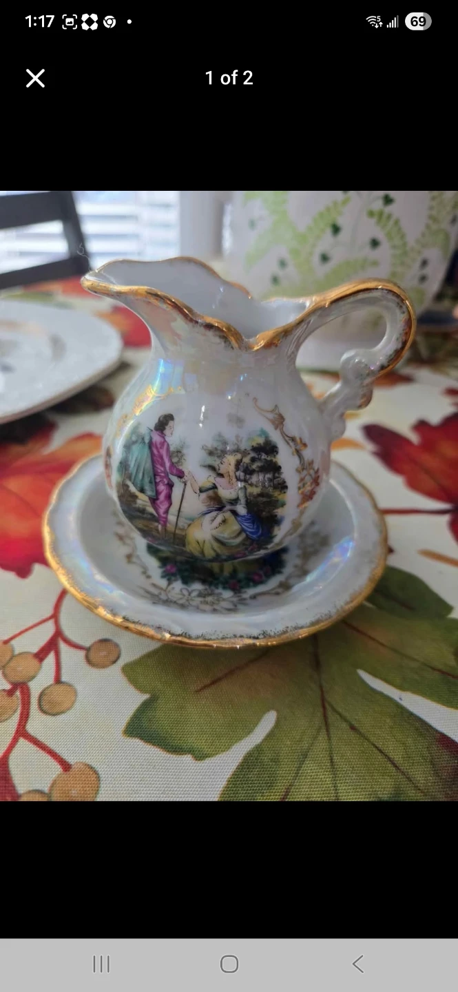 Decorative Ceramic Creamer and Sugar Bowl Set