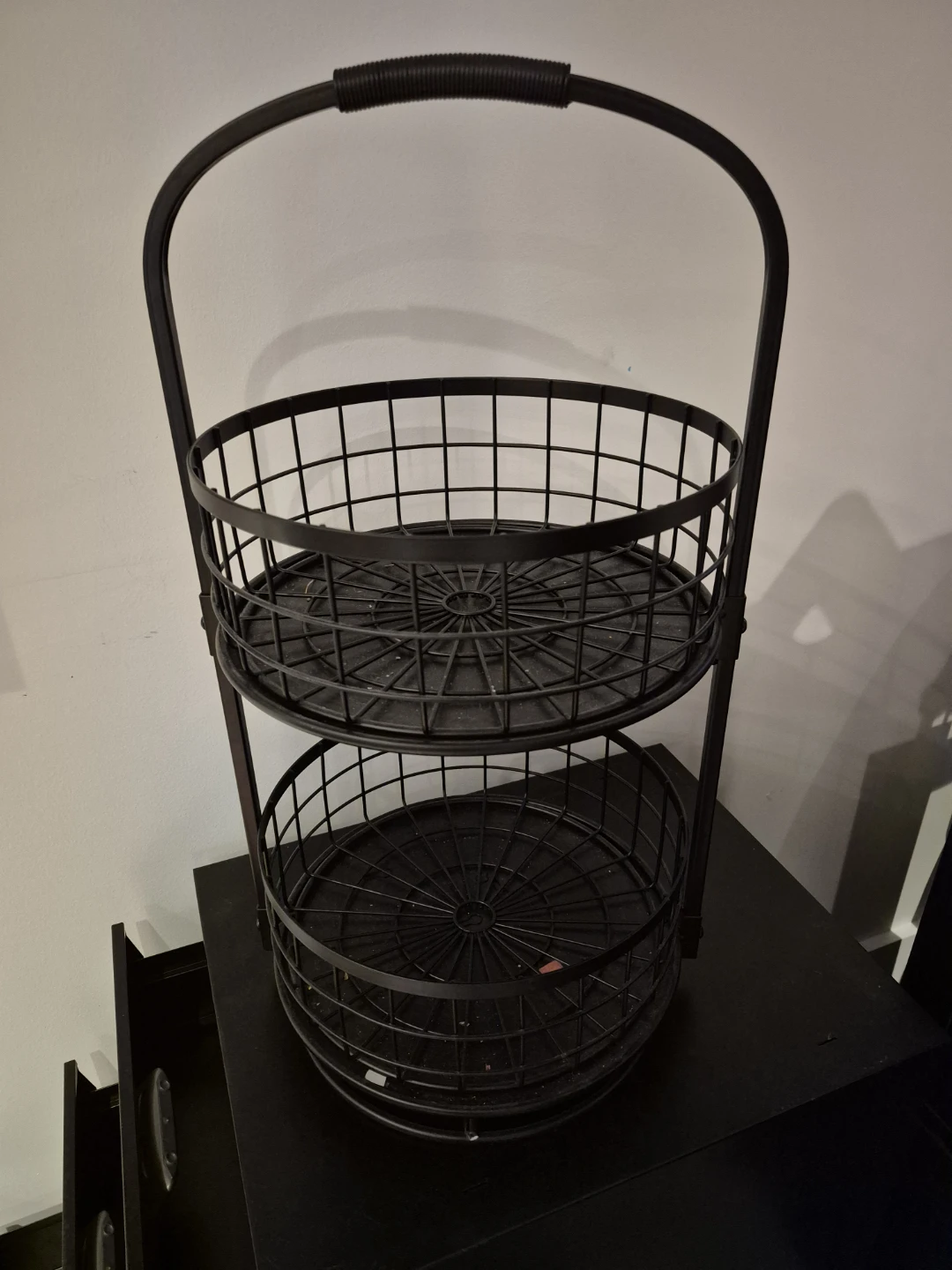 2-Tier Wire Basket Stand with Handle