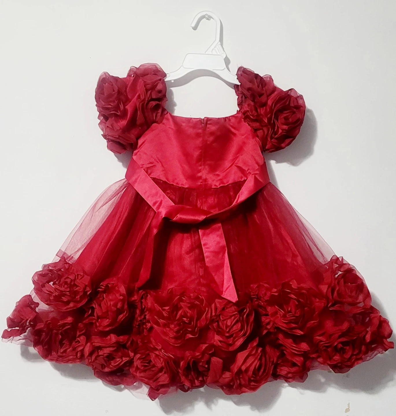 Girls Red Sequin Tulle Dress with Rose Skirt - photo 2