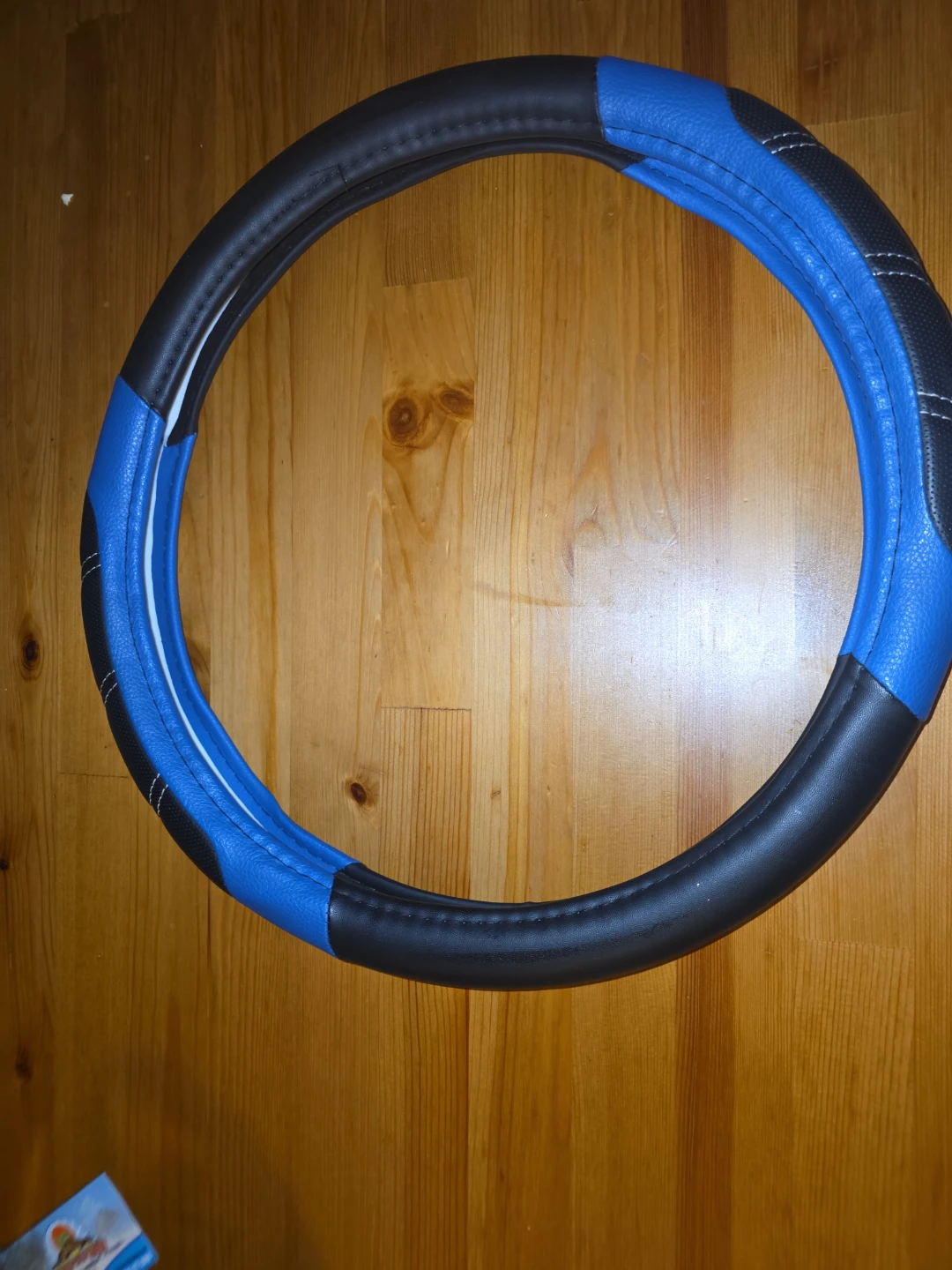 Blue and Black Steering Wheel Cover - photo 2
