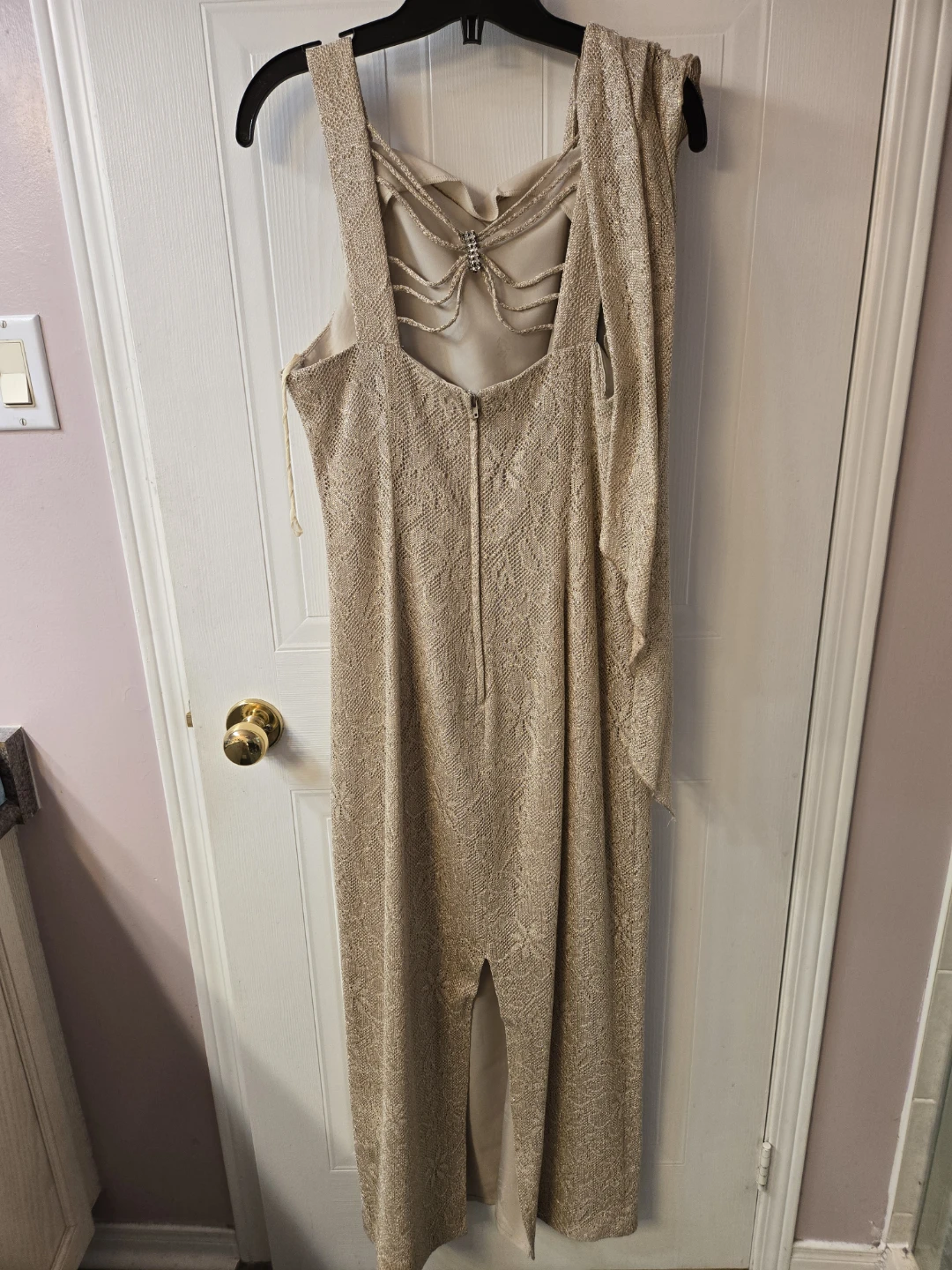 Laura Gold Formal Chain Back Maxi Dress with Shawl - photo 2