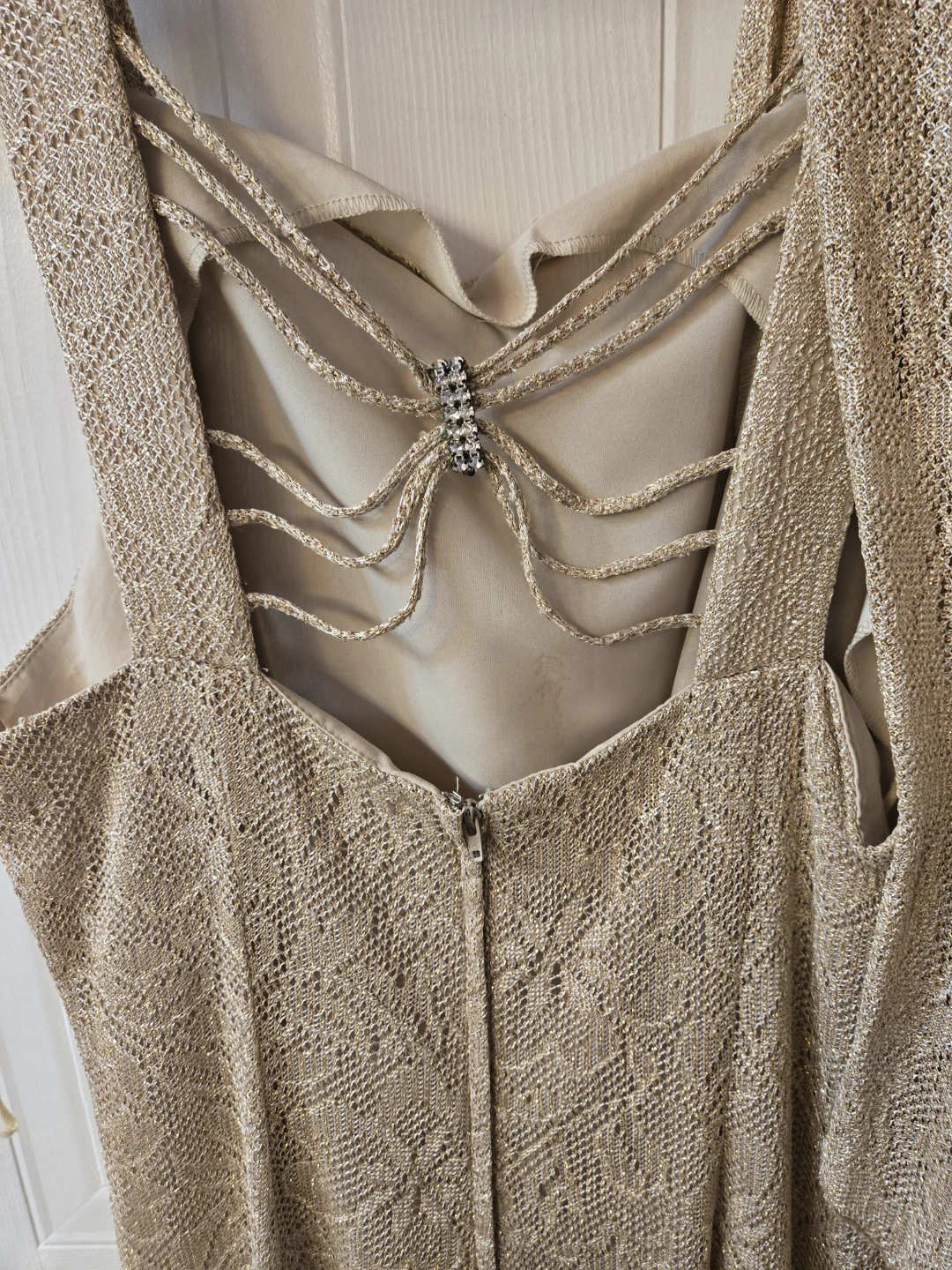 Laura Gold Formal Chain Back Maxi Dress with Shawl - photo 3