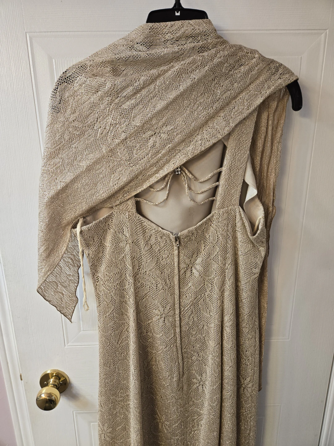 Laura Gold Formal Chain Back Maxi Dress with Shawl - photo 4