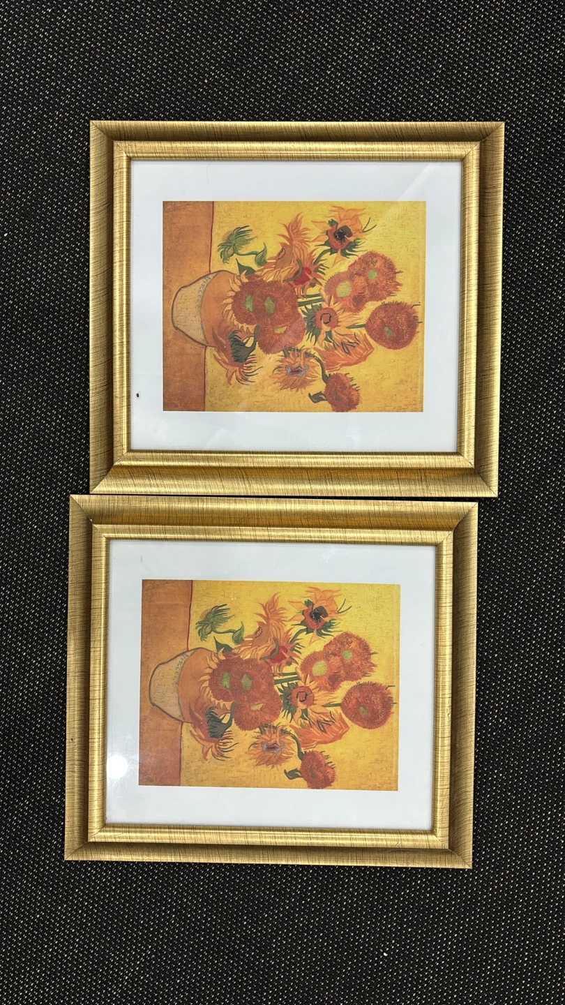 Two Framed Van Gogh Sunflowers Prints