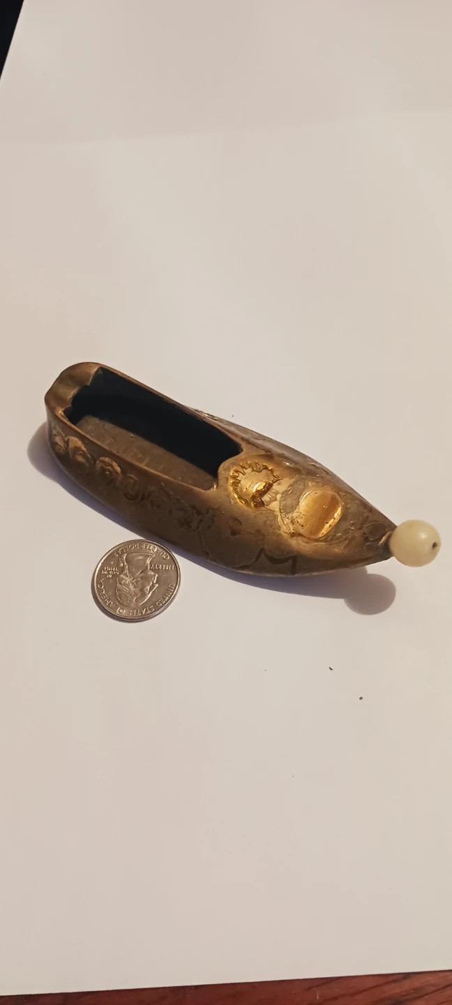 Antique Turkish Brass Shoe Ashtray - photo 3