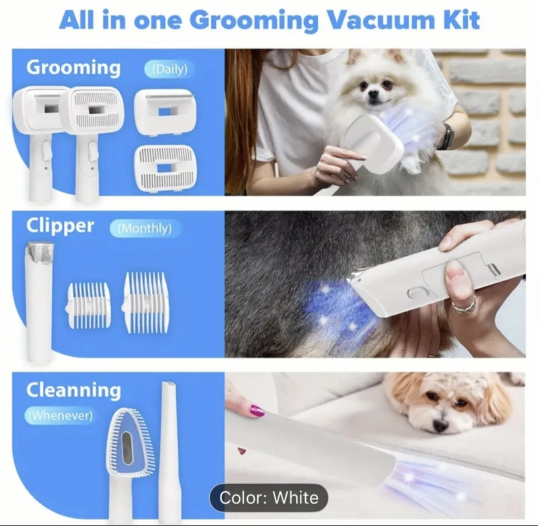 Pet Grooming Vacuum Kit 5in 1, Dog Cat Hair Vacuum 1.8L - NEW - photo 3