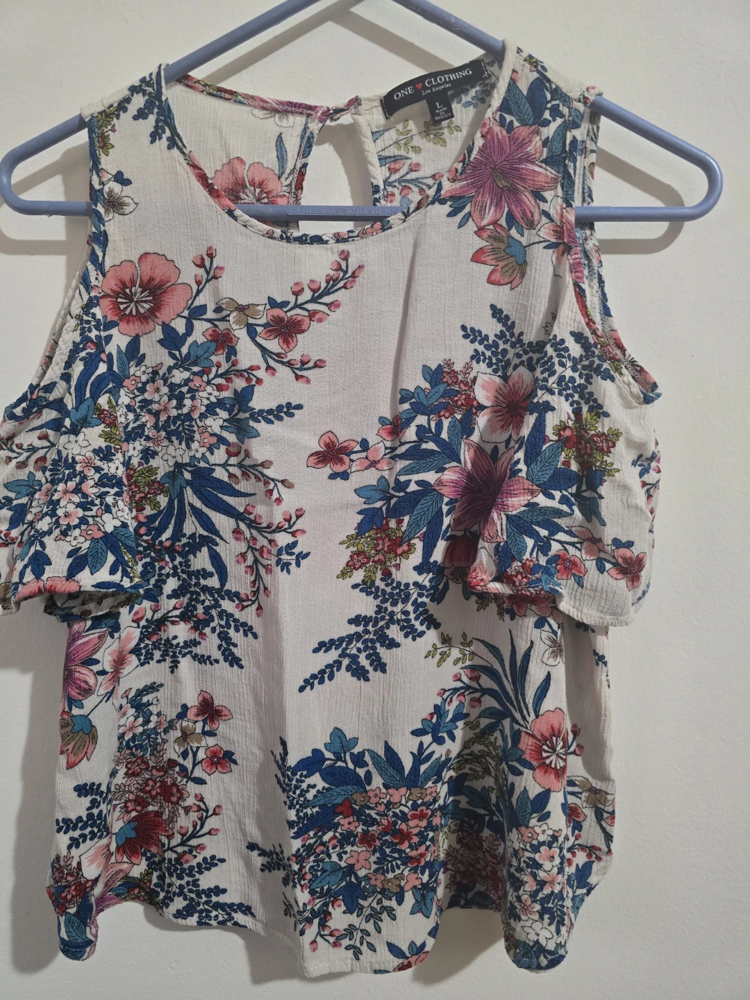 ONE Clothing Floral Cold Shoulder Top Size L