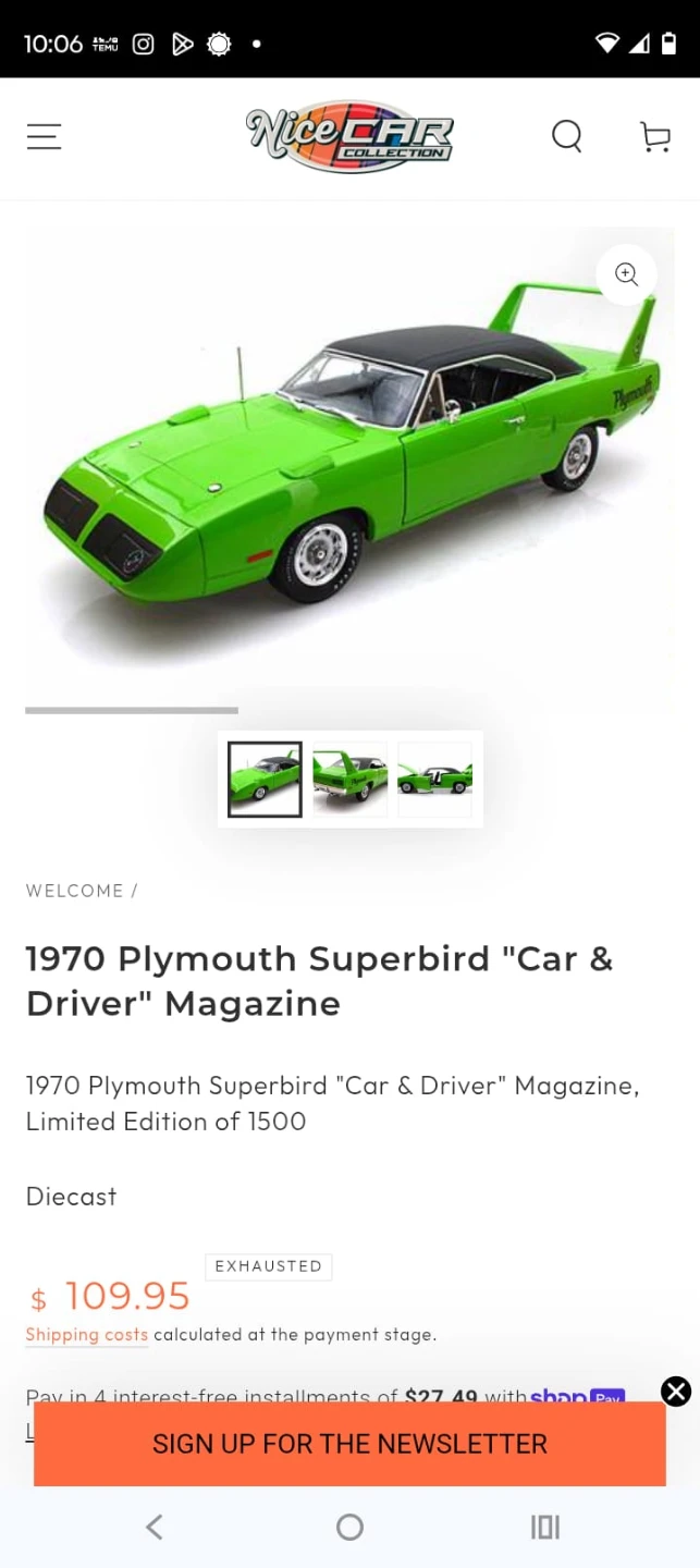 1970 Plymouth Superbird Diecast Car - photo 2