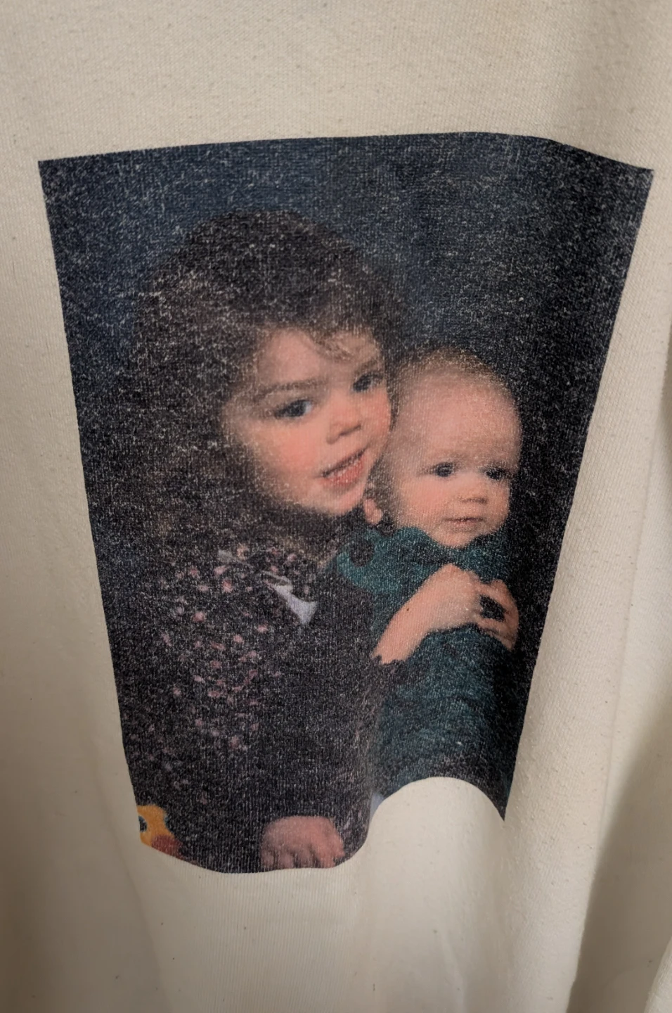 White Sweatshirt with Children Photo Graphic - Men's Large - photo 2