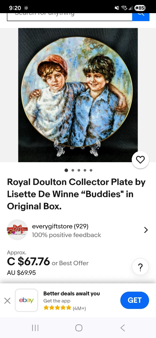 New! Royal Doulton "Buddies" Collector Plate by Lisette De Winne - photo 4
