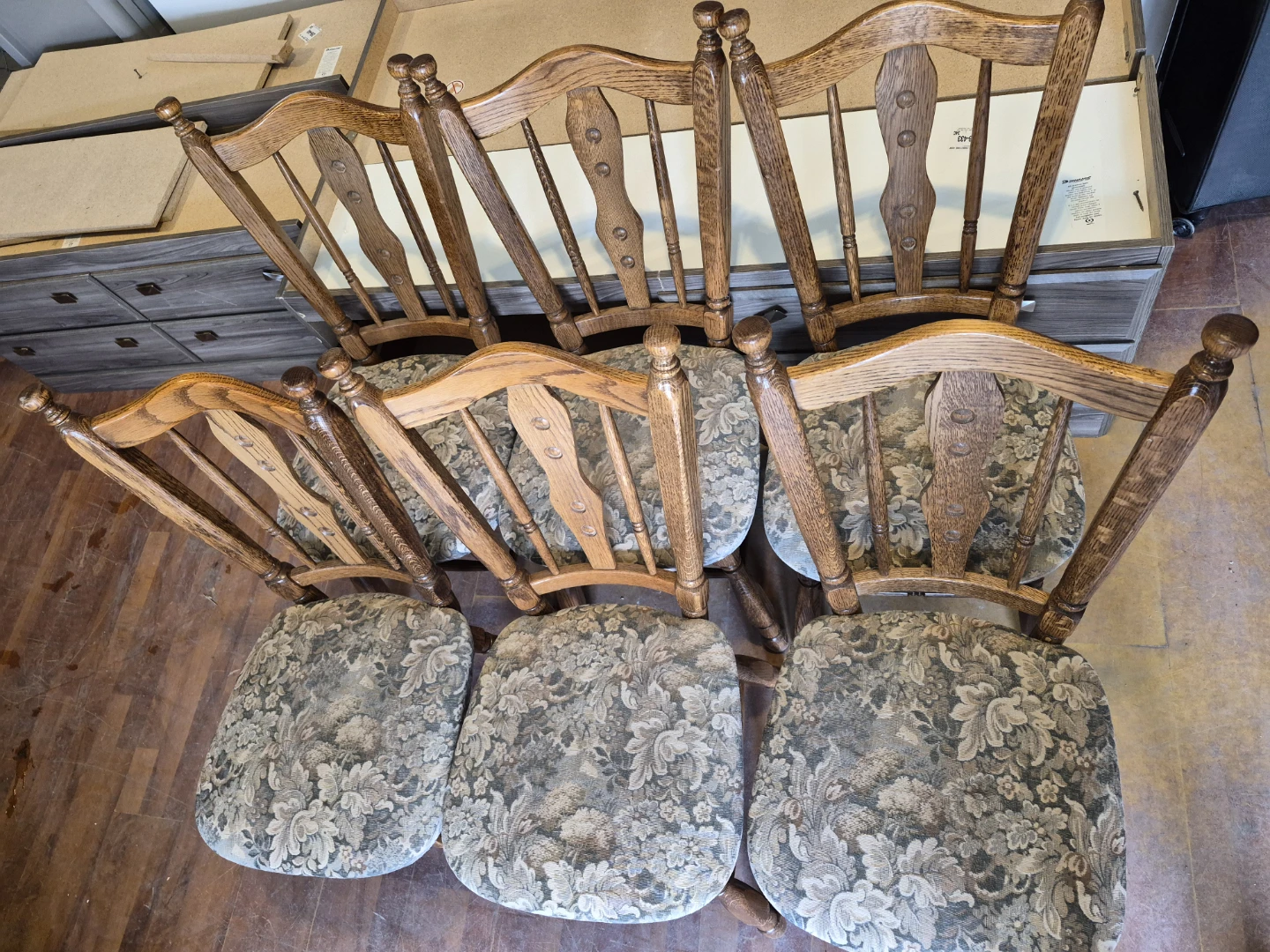Set of 6 Wooden Dining Chairs with Upholstered Seats - photo 3