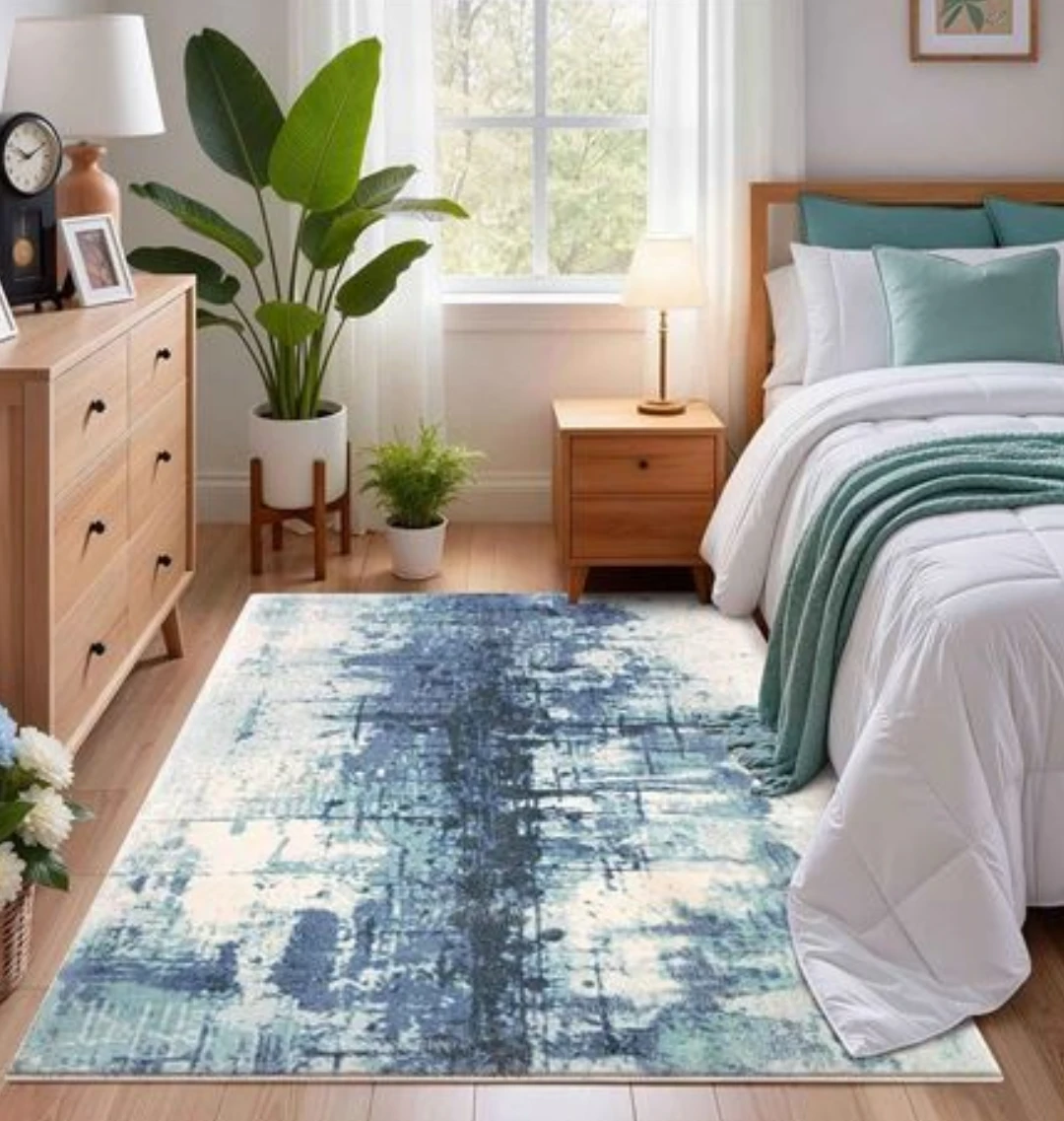 🧡BRAND NEW MODERN ABSTRACT INK BLUE AREA RUG