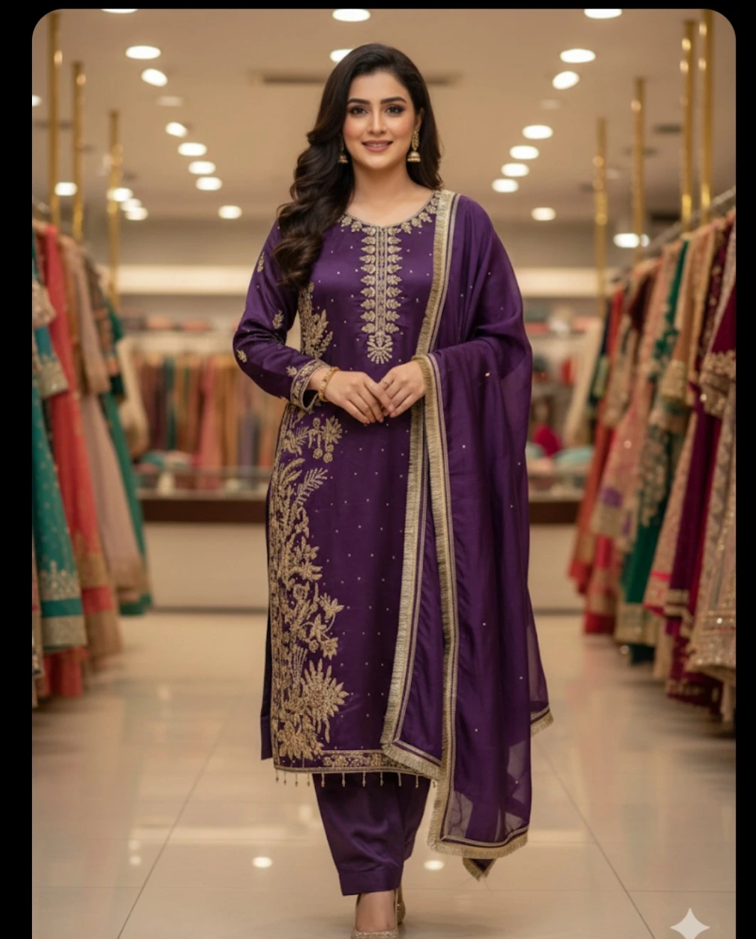 3 pcs heavy work silk suit - photo 2