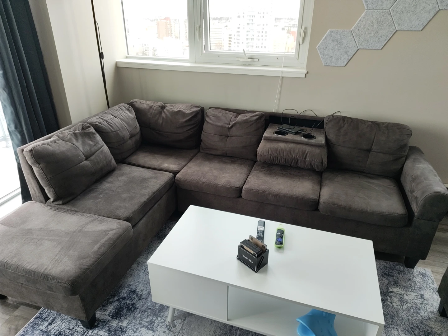 Grey sectional couch with ottoman - photo 2