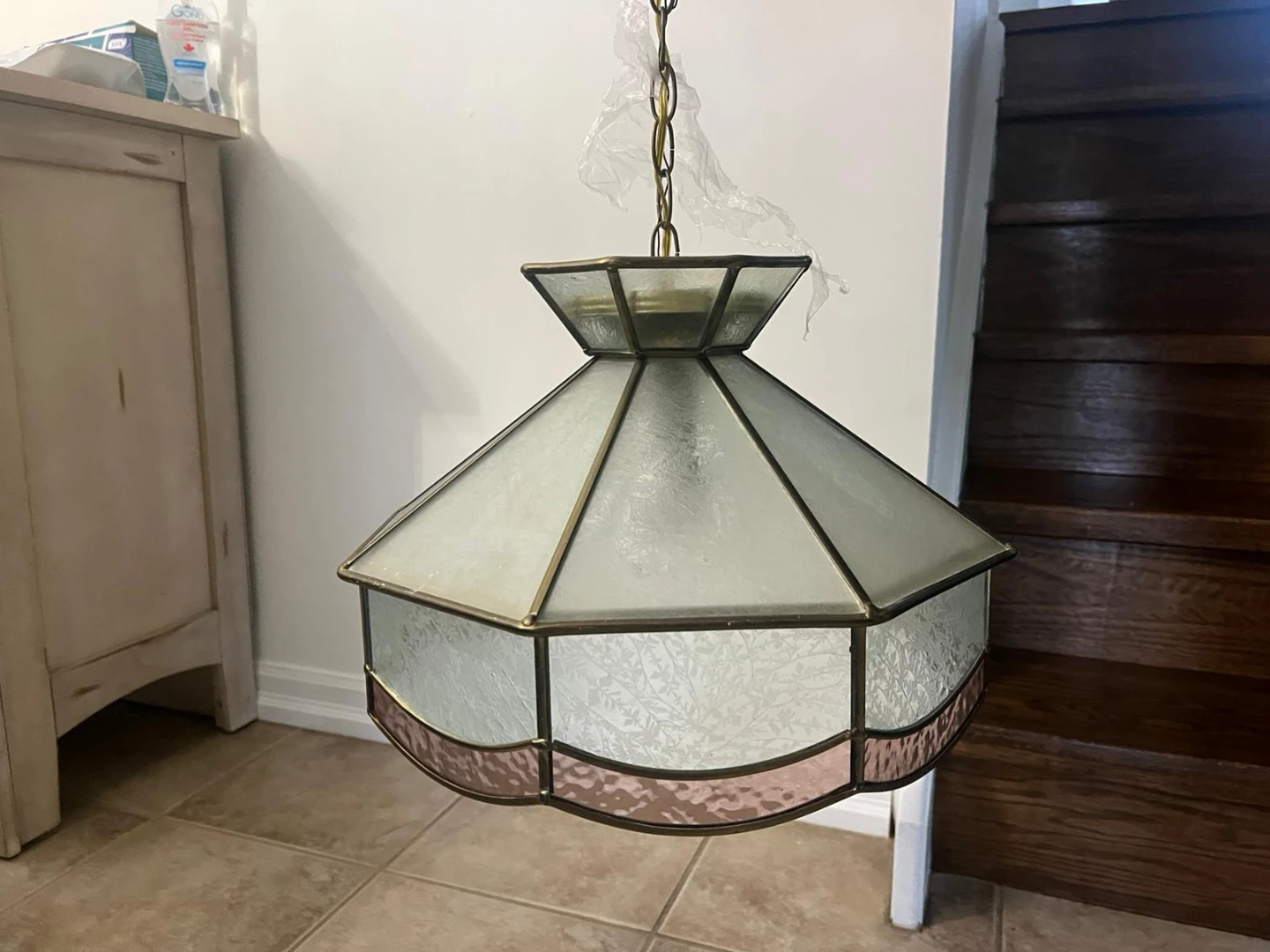 Vintage Stained Glass Hanging Lamp Shade