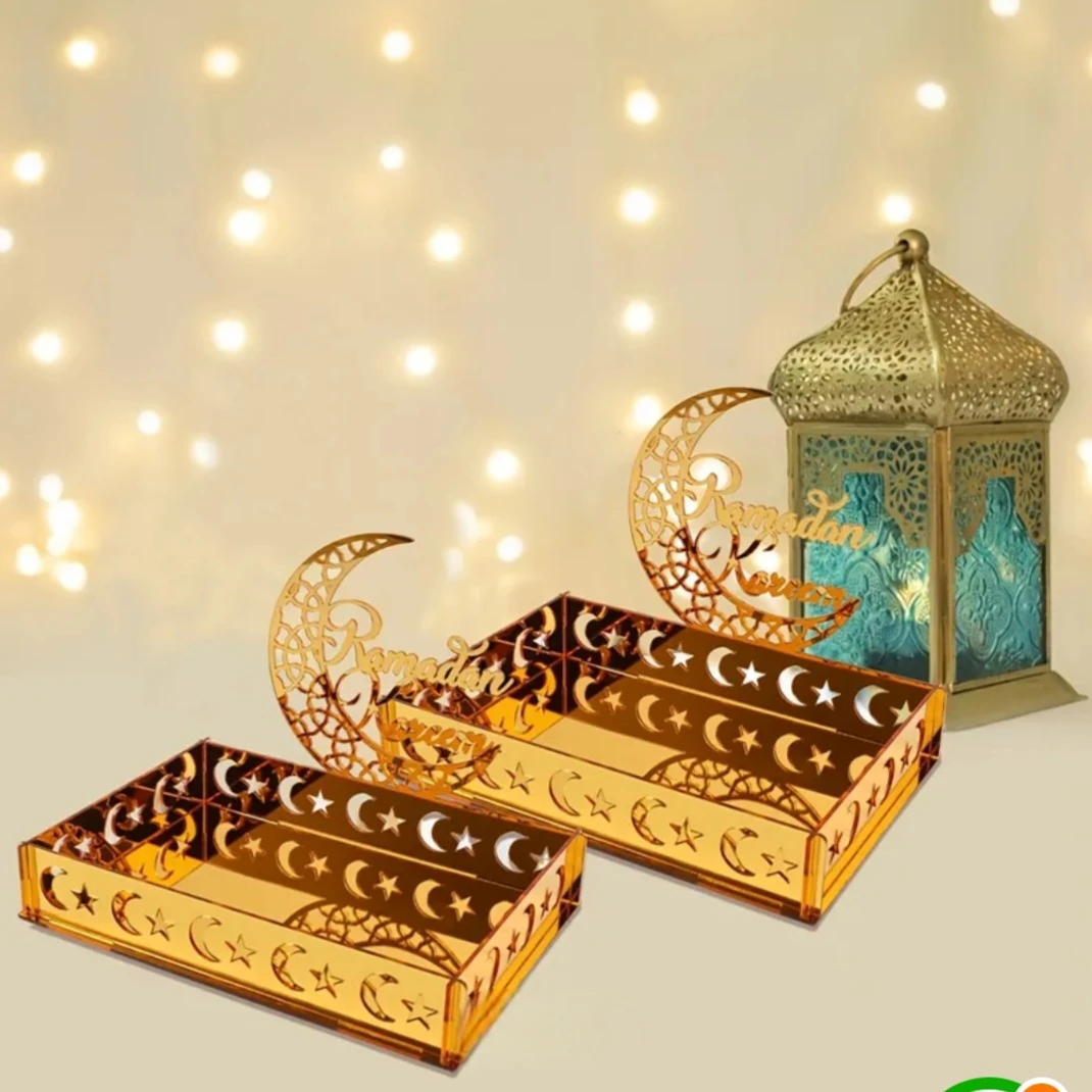 Golden Ramadan Moon and Mosque Decor Tray - photo 2