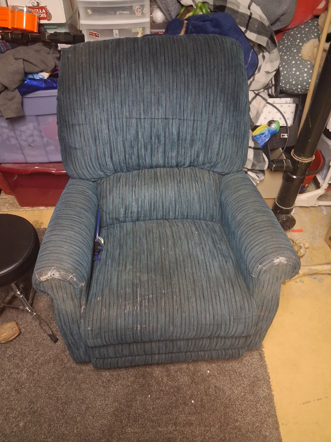 Blue Corduroy Recliner Chair