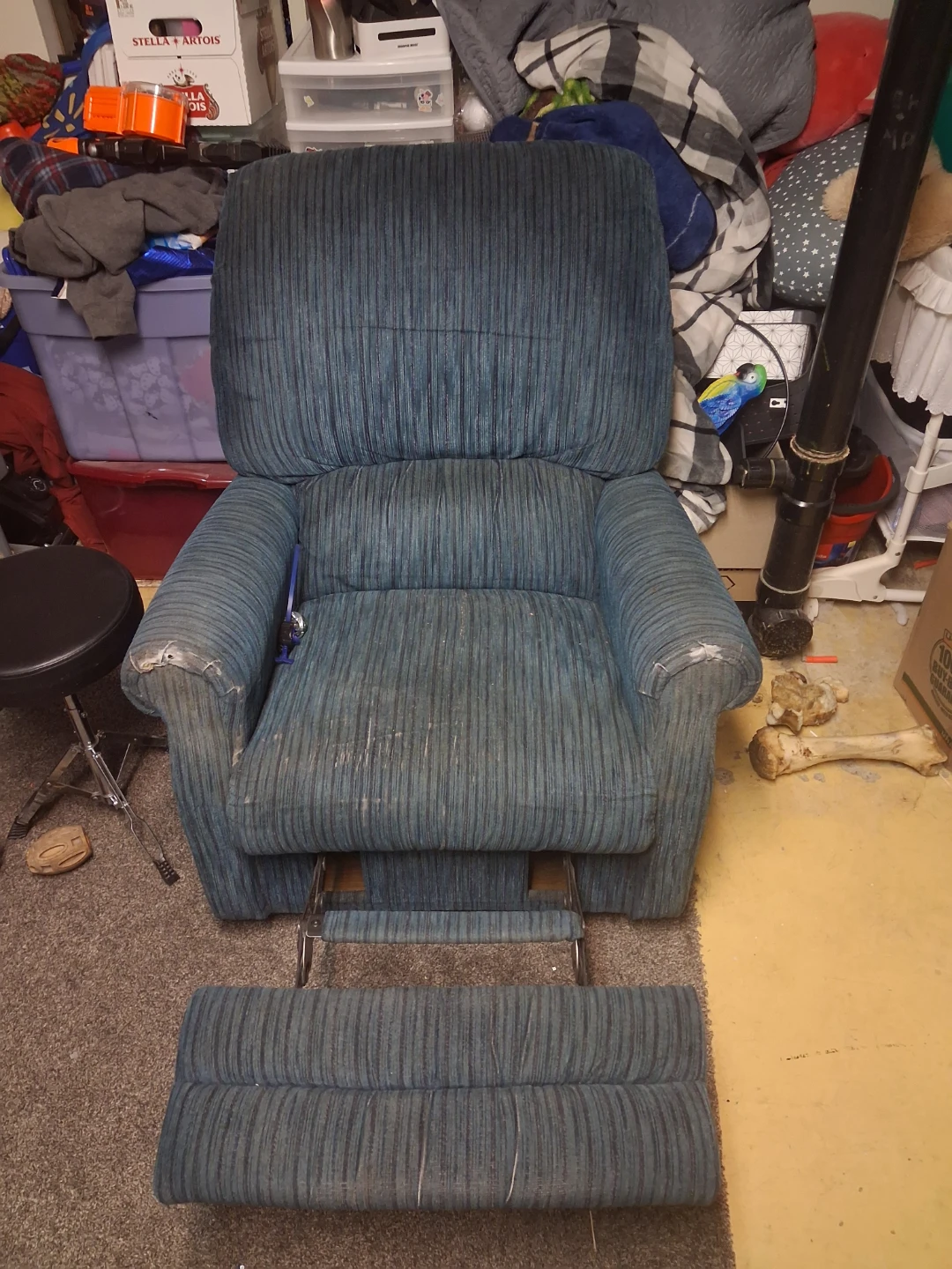 Blue Corduroy Recliner Chair - photo 2