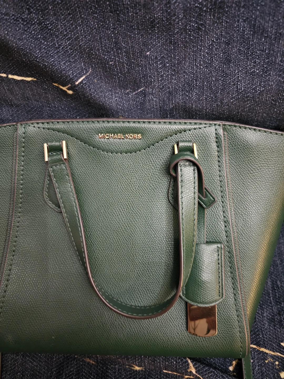 Michael Kors Green Leather Taryn Satchel Handbag
