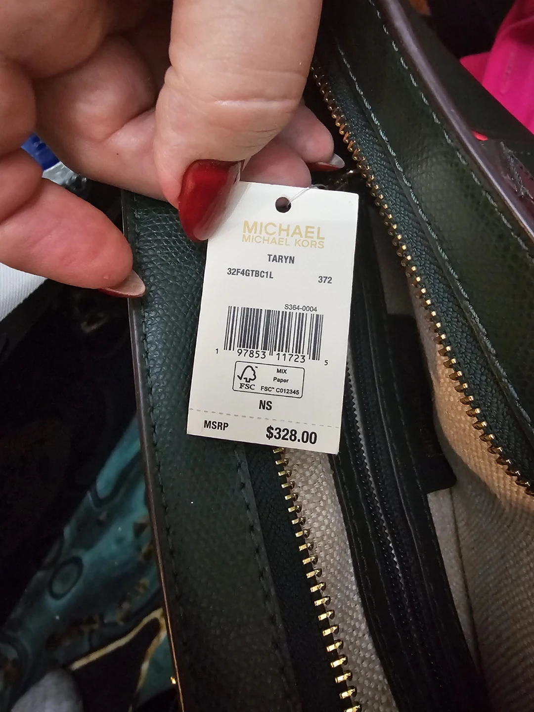 Michael Kors Green Leather Taryn Satchel Handbag - photo 3