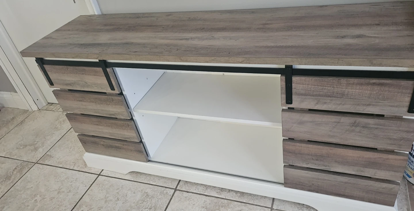 Farmhouse Sliding Barn Door TV Stand Console Table
