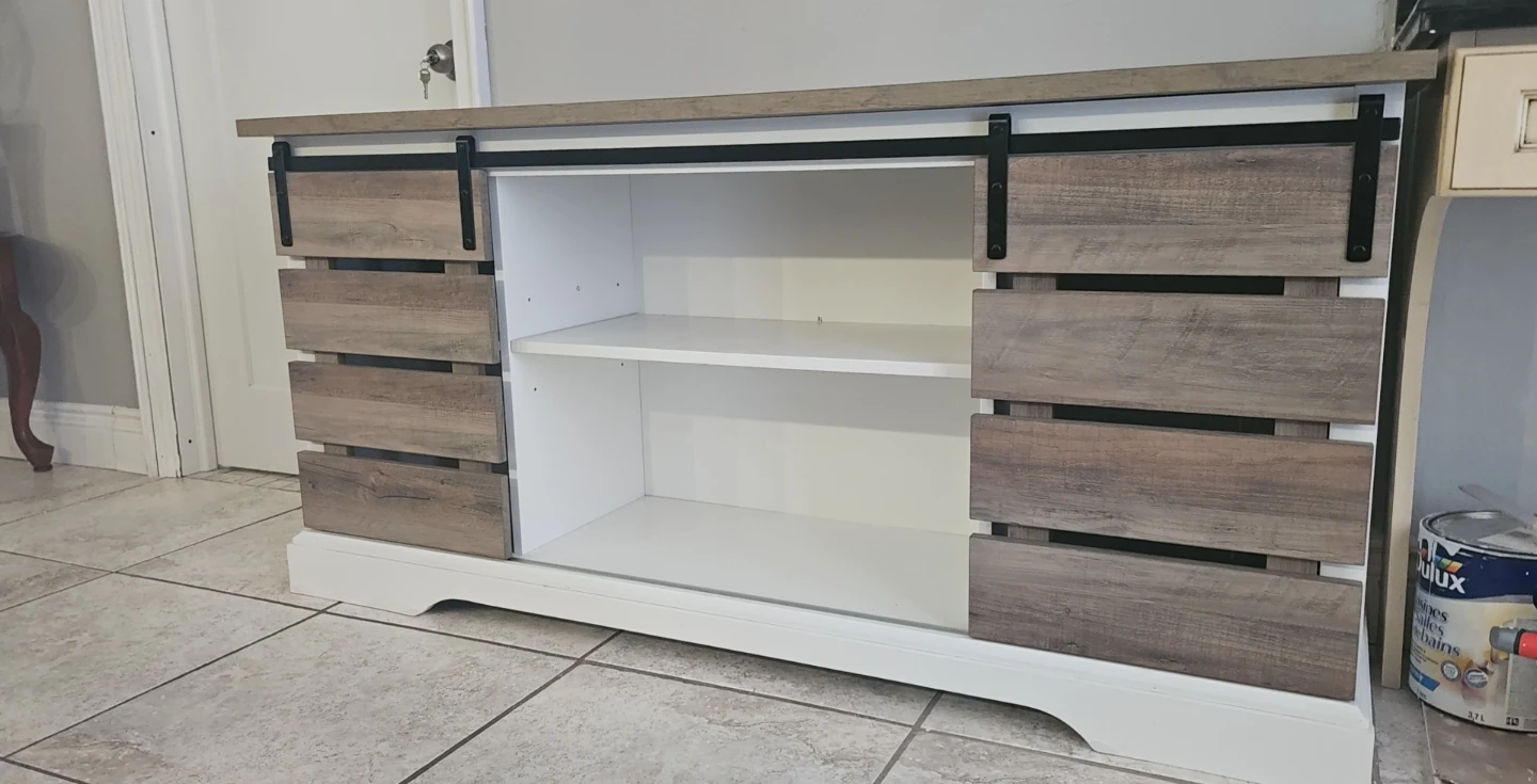 Farmhouse Sliding Barn Door TV Stand Console Table - photo 2