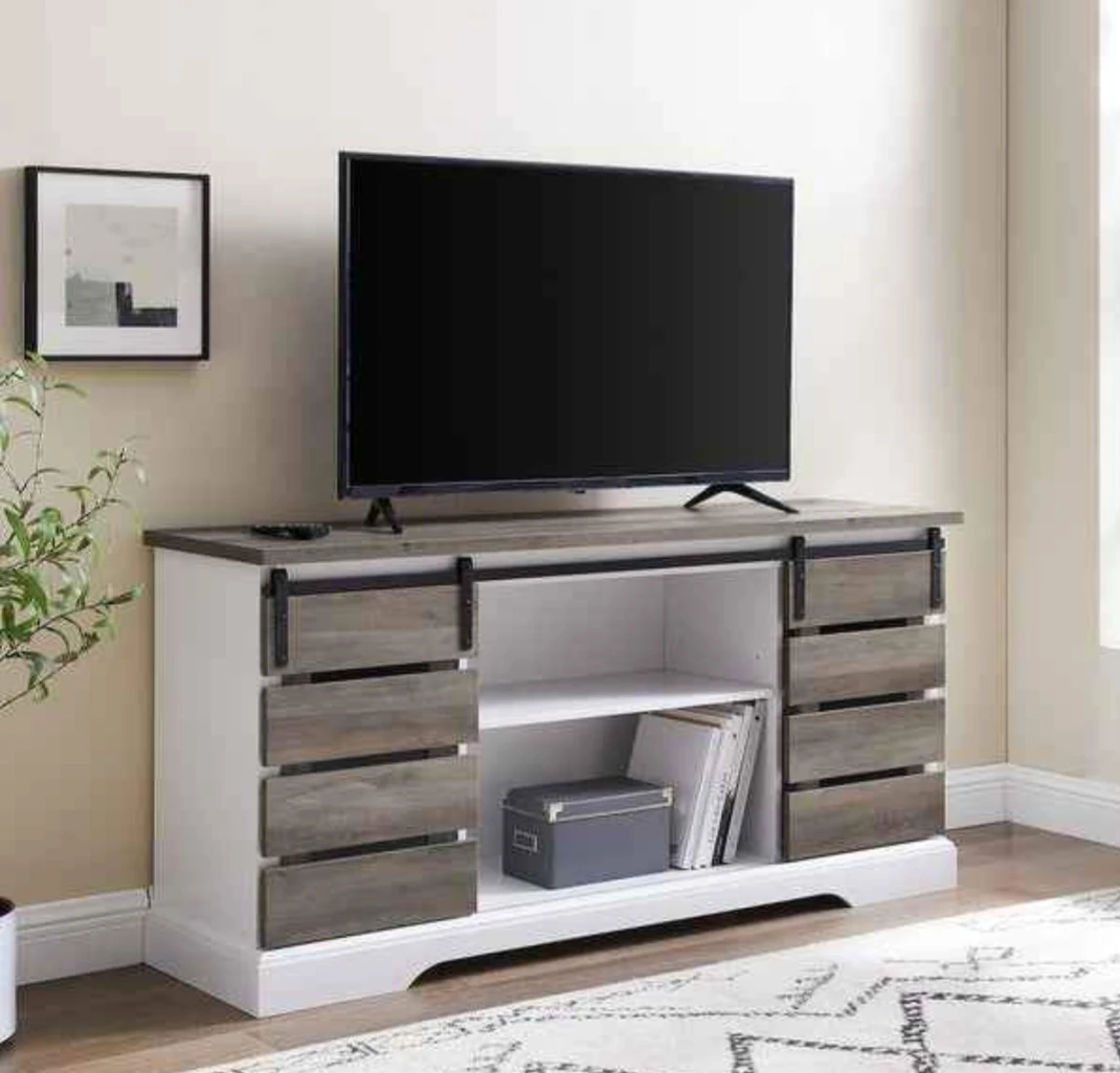 Farmhouse Sliding Barn Door TV Stand Console Table - photo 3