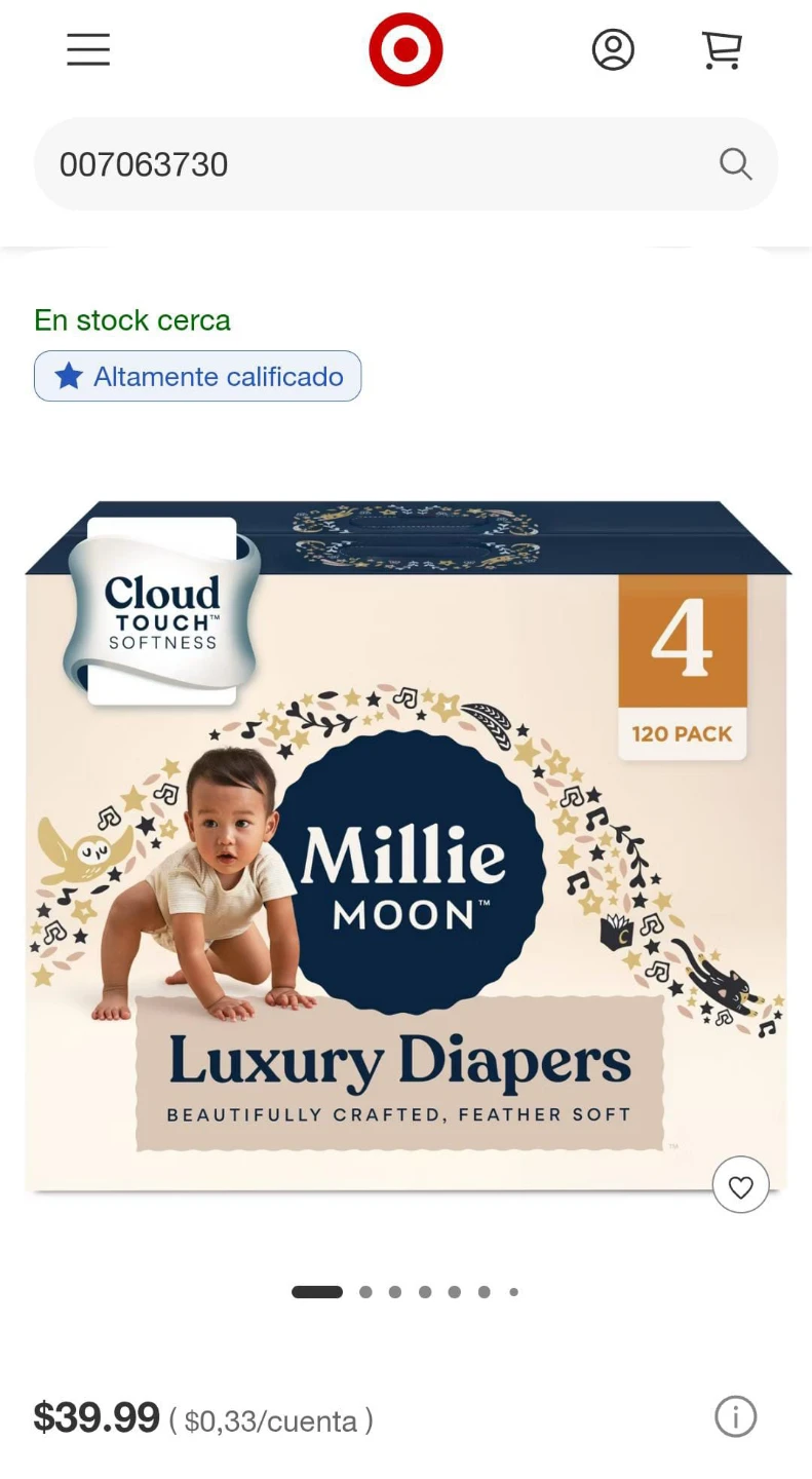 Millie Moon Luxury Diapers Size 4, 120 Pack