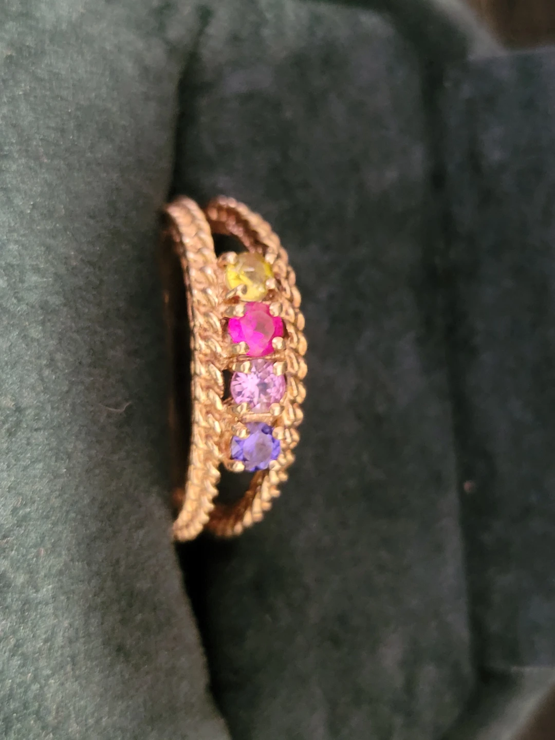 10 kt Gold Double Roped Design Mother's Family 4 Birthstone Ring - photo 2