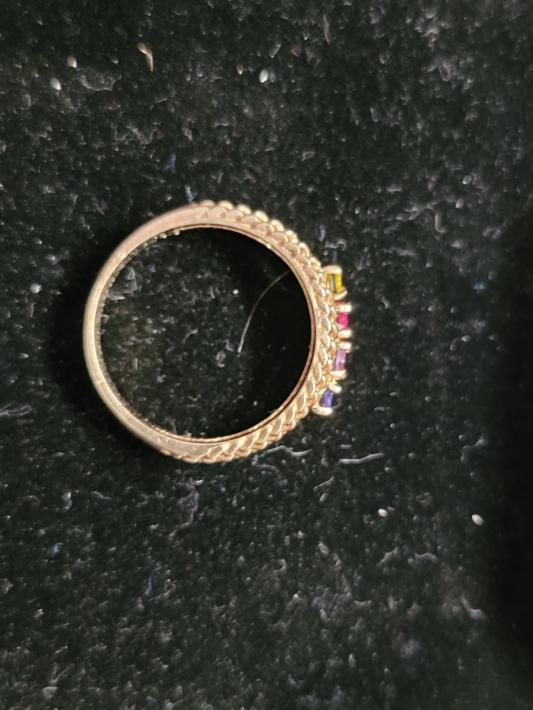 10 kt Gold Double Roped Design Mother's Family 4 Birthstone Ring - photo 3