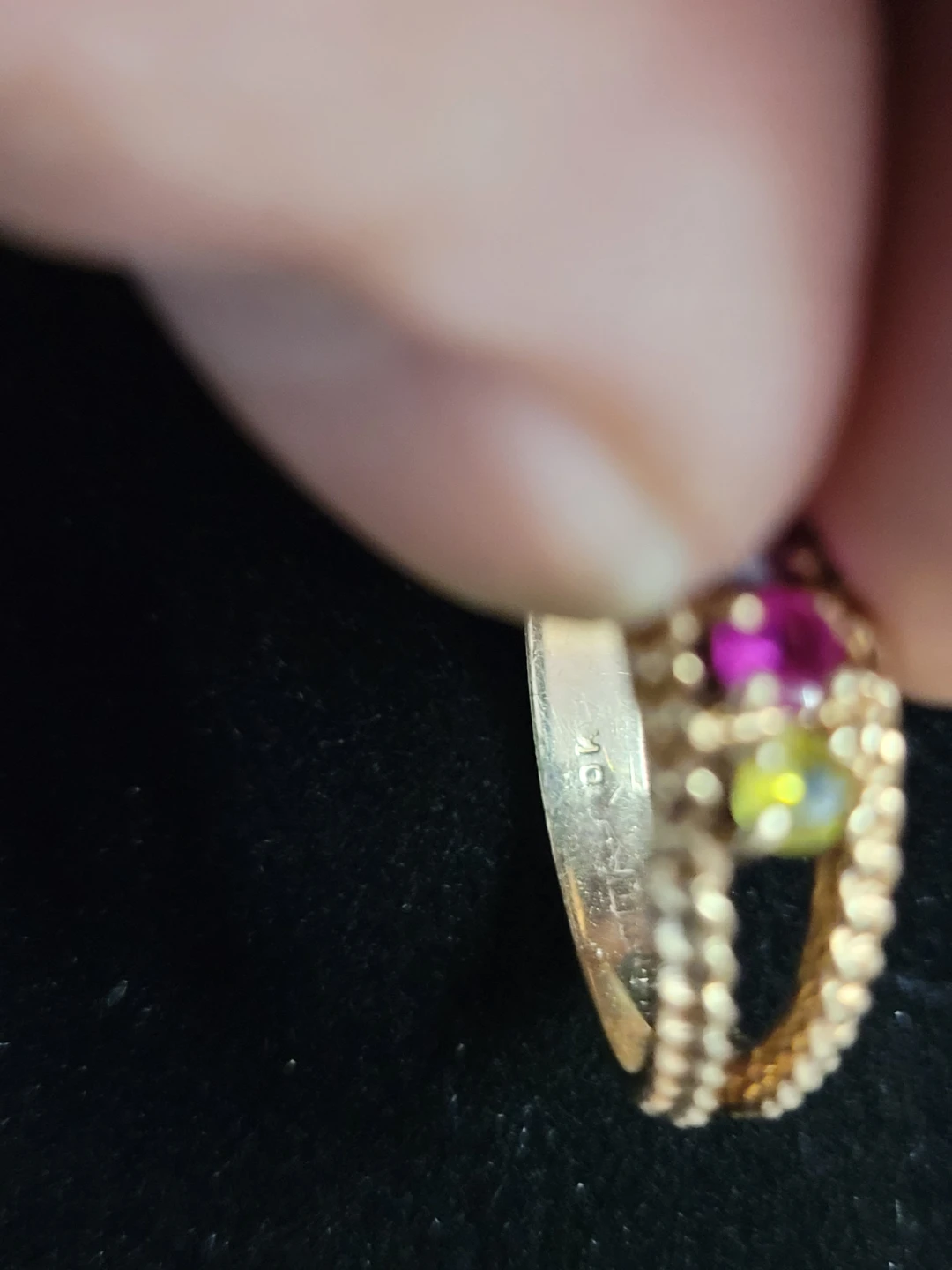 10 kt Gold Double Roped Design Mother's Family 4 Birthstone Ring - photo 5