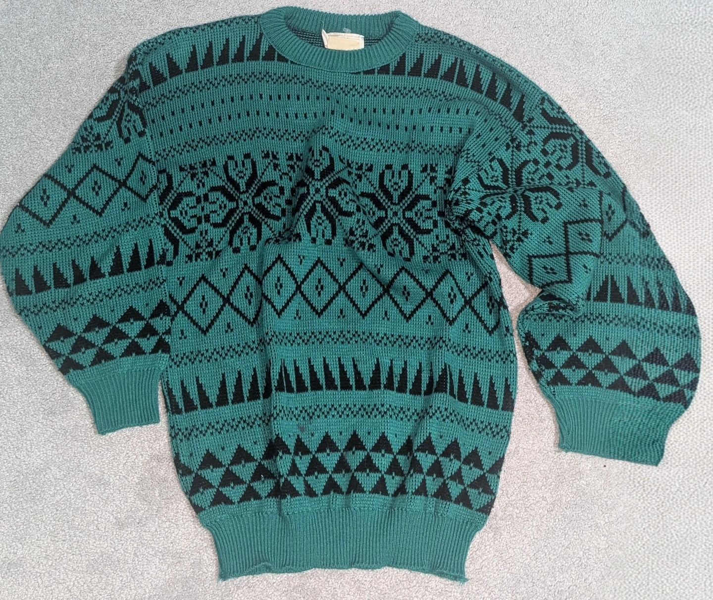 Vintage Geometric Print Crewneck Sweater