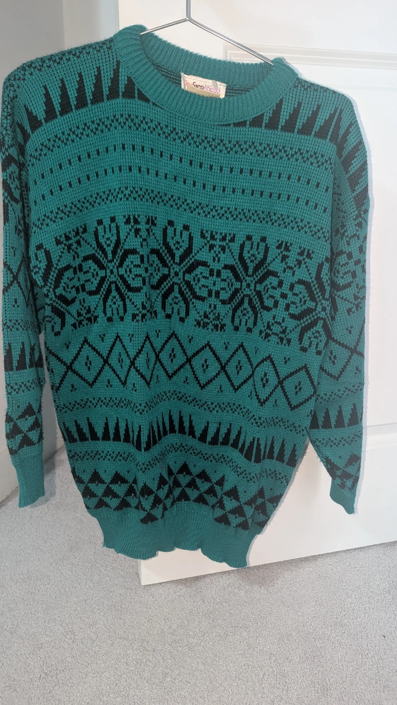 Vintage Geometric Print Crewneck Sweater - photo 2