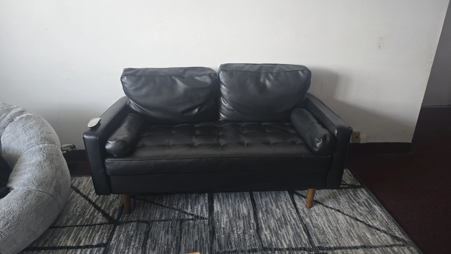 2 seat Black  Leather Sofa