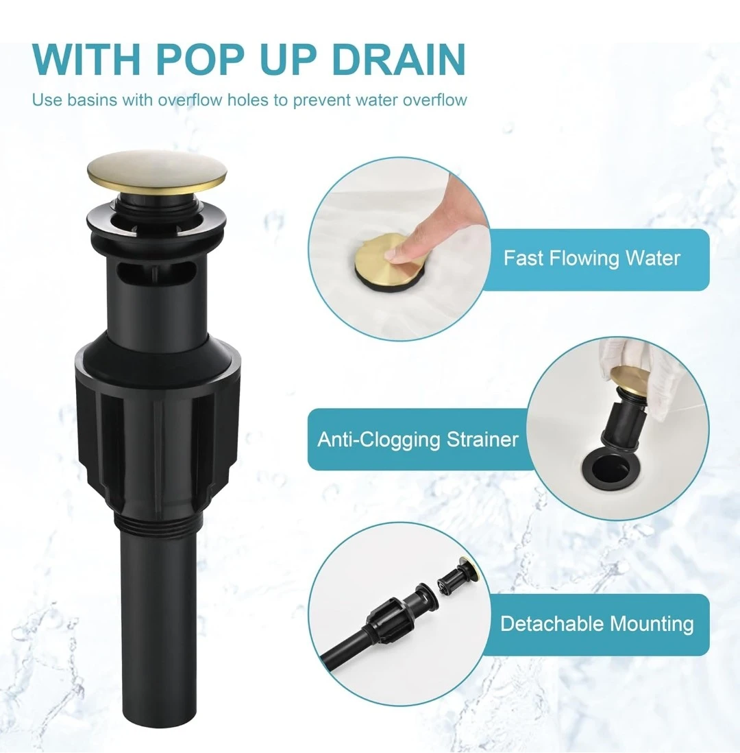 Qisheng Matte Gold Bathroom Faucet with Pop Up Drain - photo 3