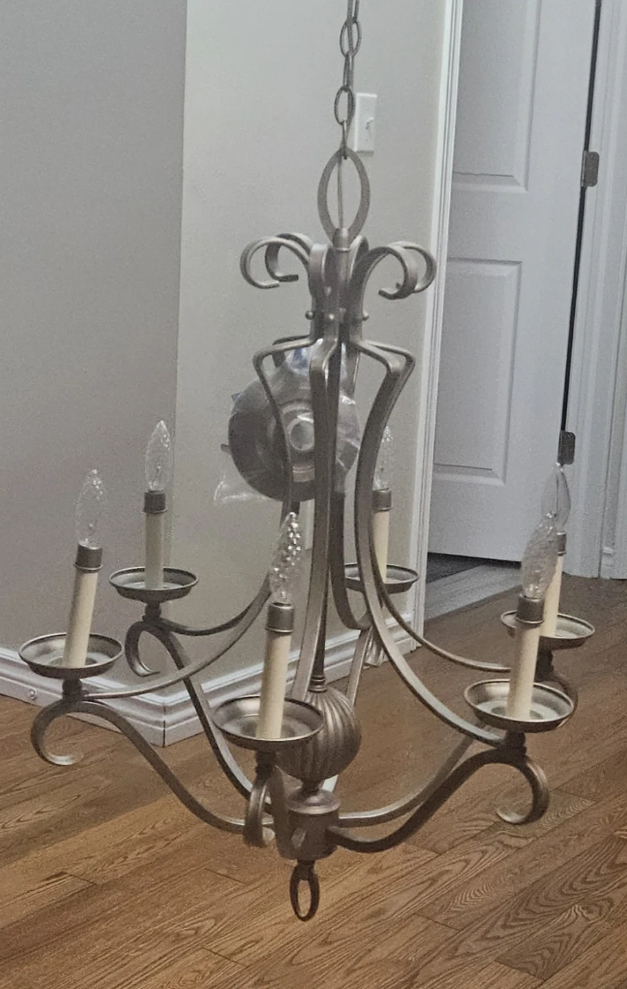 6-Light Pewter Chandelier