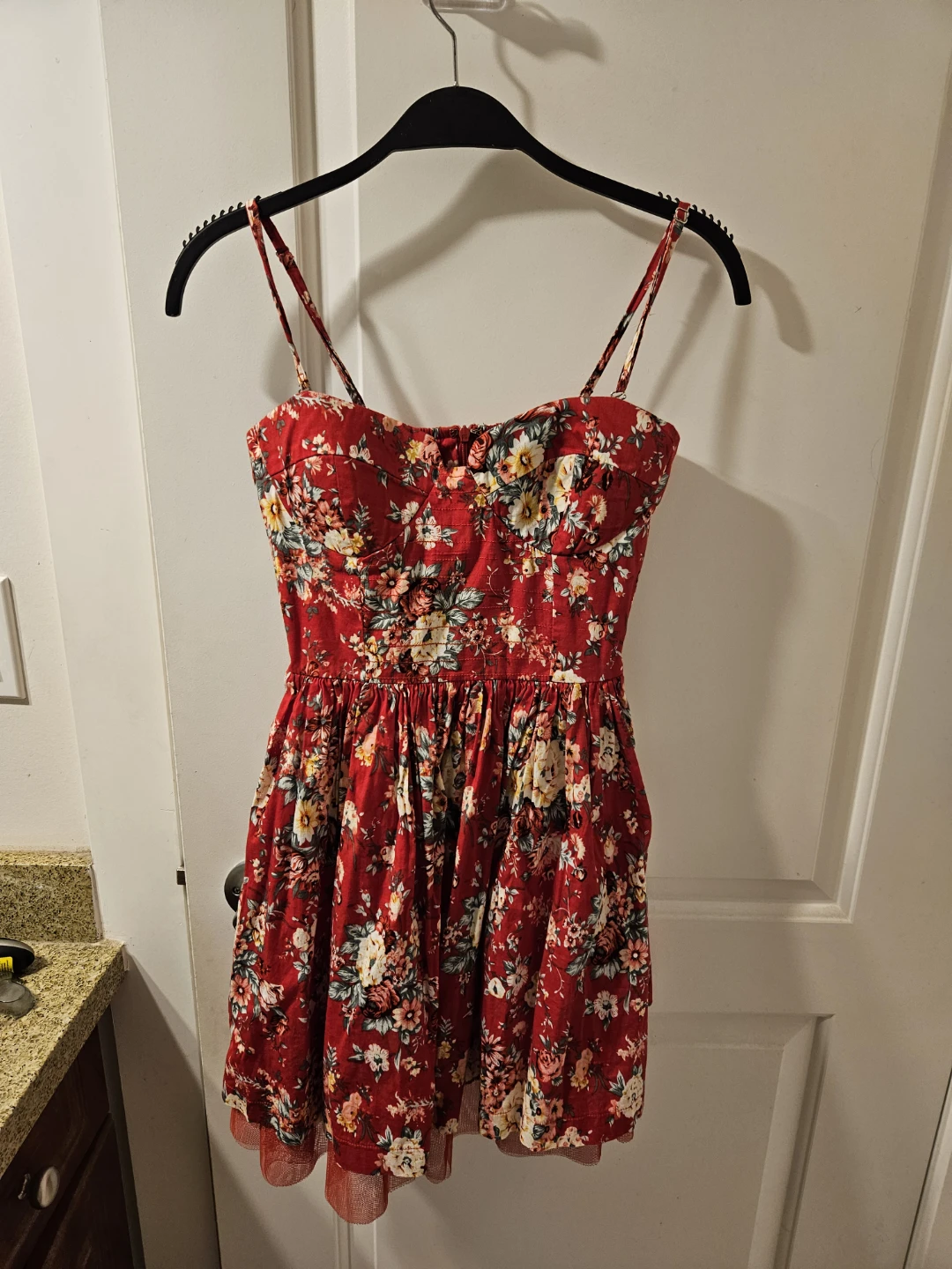 Small Red Floral Mini Dress