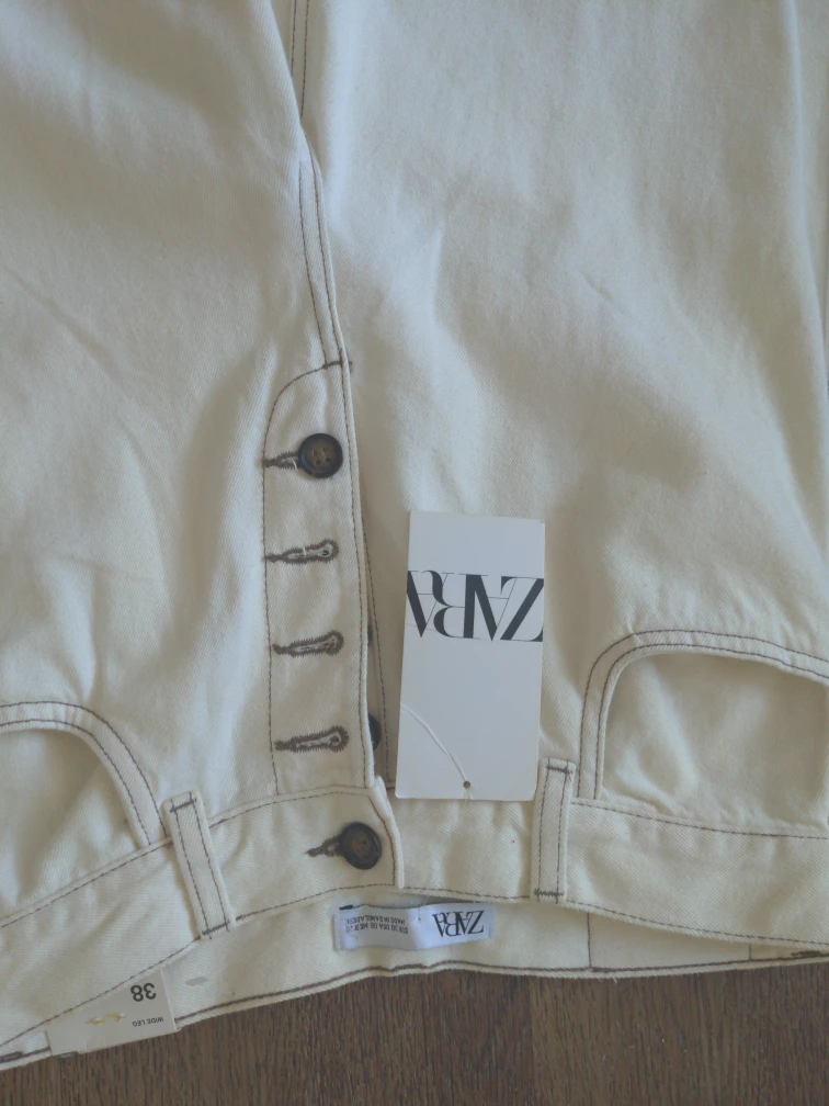 Zara Wide Leg Jeans  Cream - photo 2
