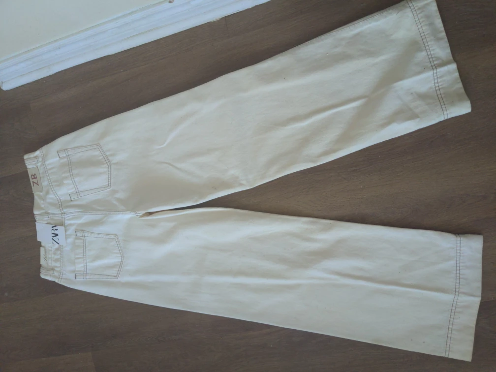 Zara Wide Leg Jeans  Cream - photo 4