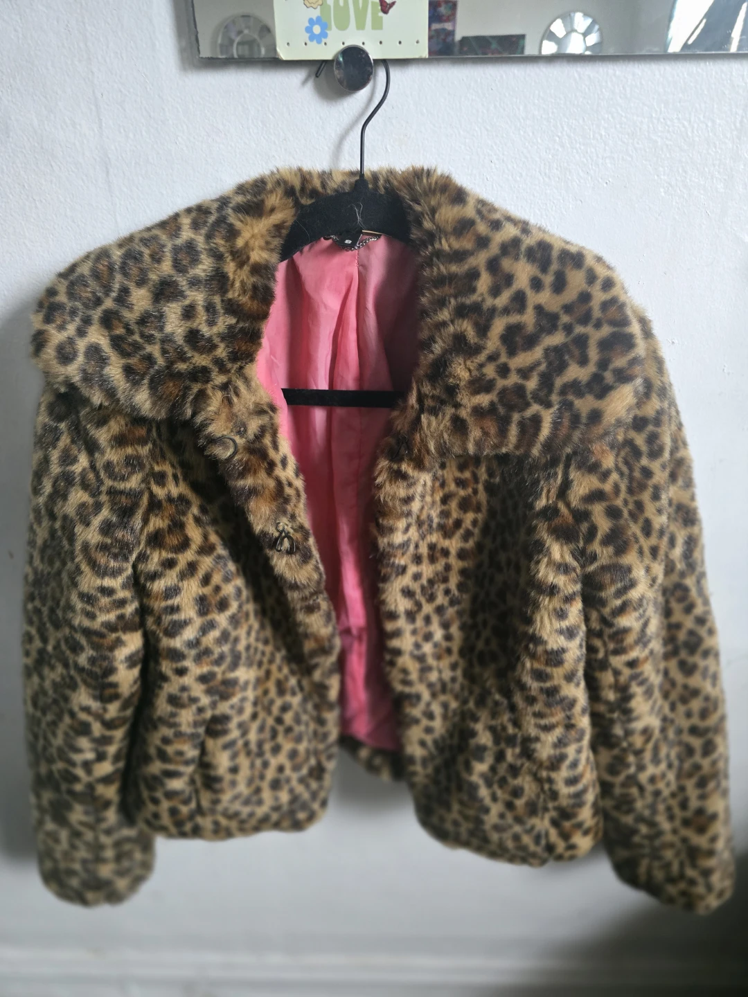 Leopard Print Faux Fur Jacket Size 8 - photo 3