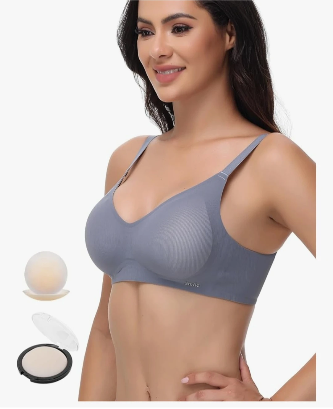 Wireless Seamless Bra for Women w/ 2 Nipple Covers...Black - photo 3