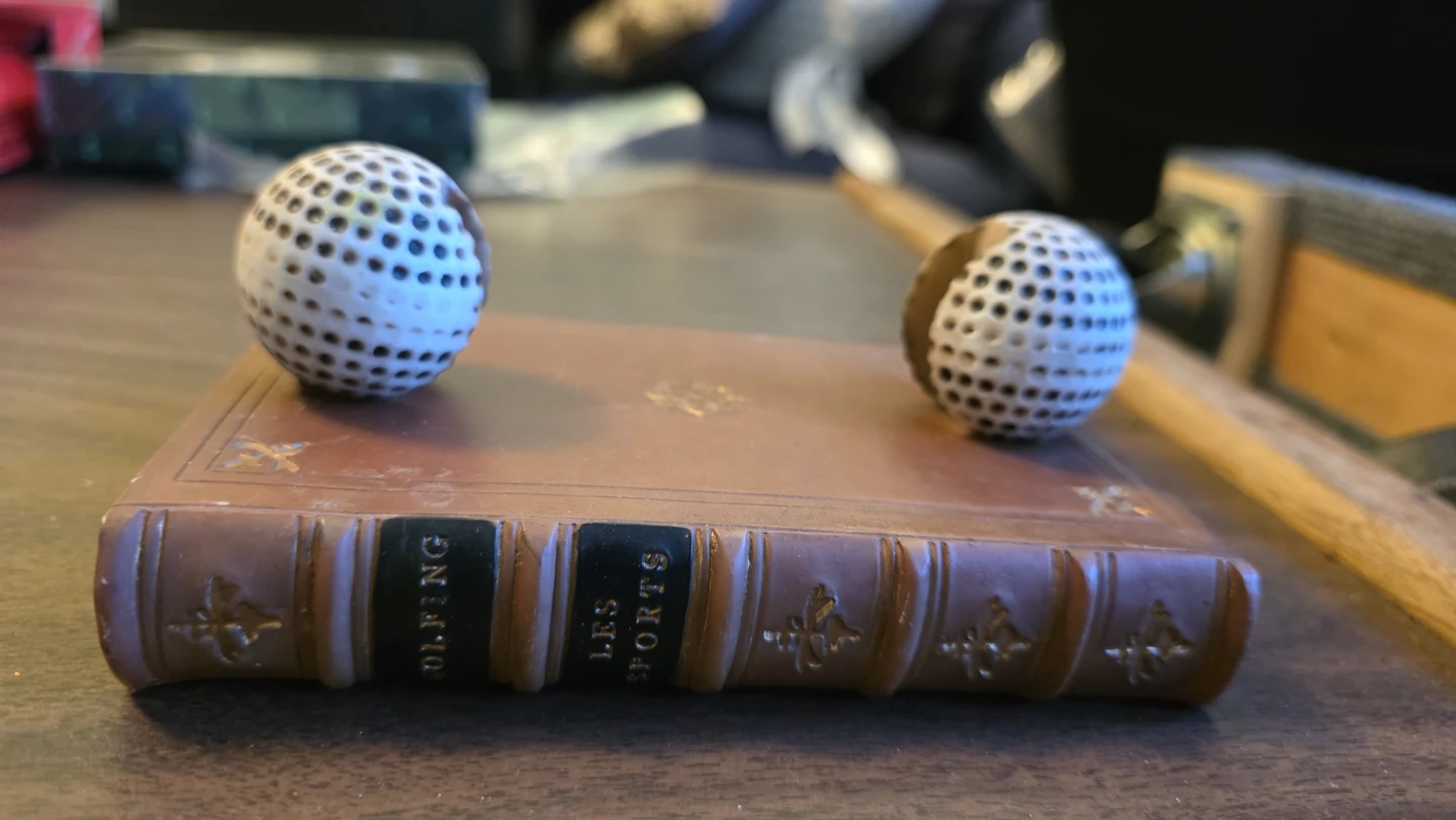 Book shaped box with two decorative golf ball halves - photo 2
