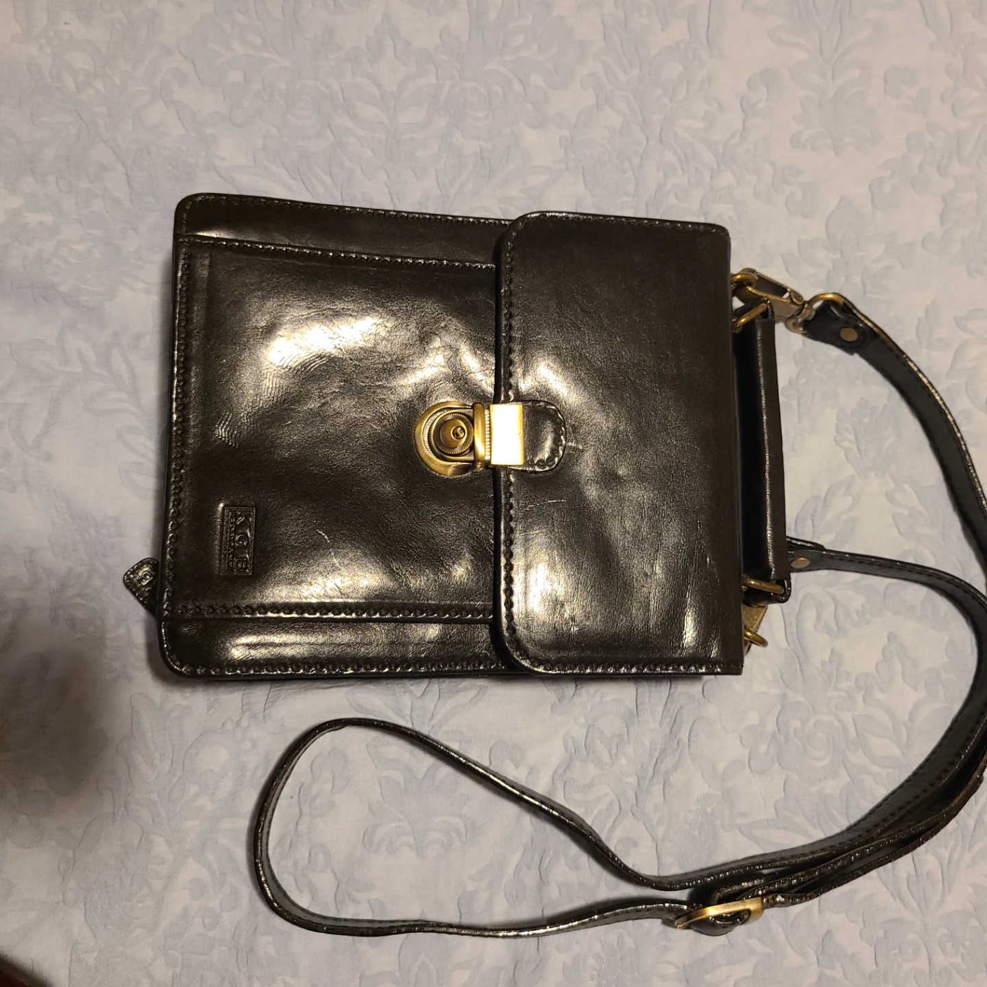 New KGB Black Leather Organizer Bag