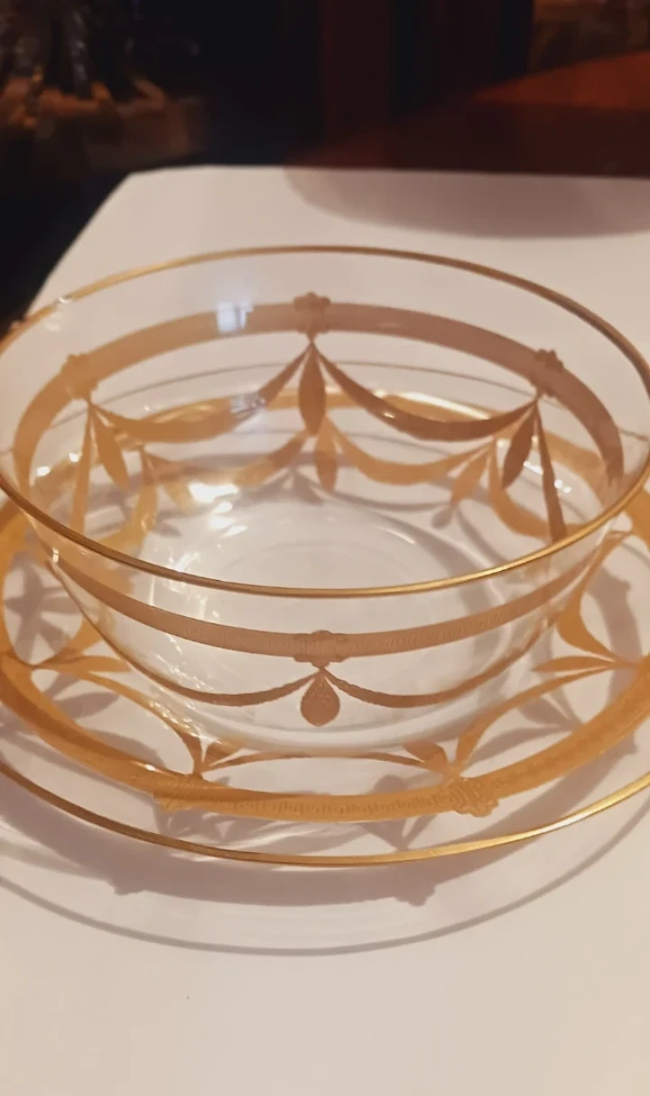 MOSER LOBMEYR ANTIQUE BOHEMIAN 24K GOLD FINGERBOWL & UNDERPLATE - photo 3