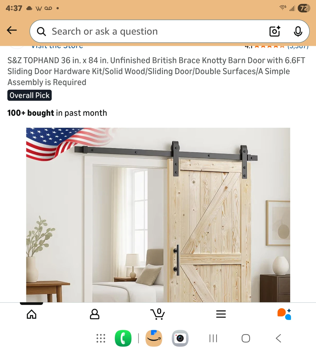 S&Z TOPHAND 36 in. x 84 in. Unfinished Barn Door