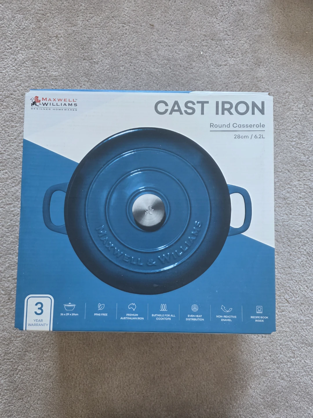 Maxwell & Williams Cast Iron Round Casserole 28cm 🏆