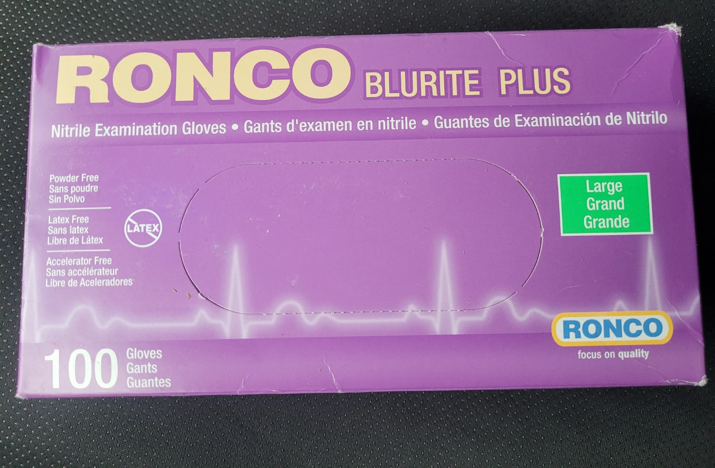 RONCO BLURITE PLUS Nitrile Examination Gloves - Large (100ct)