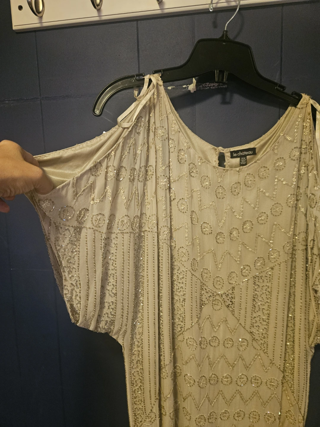 Le Château Beaded Cold Shoulder Dress - photo 3